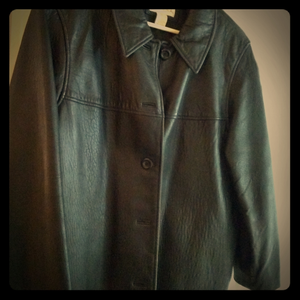 Black leather coat